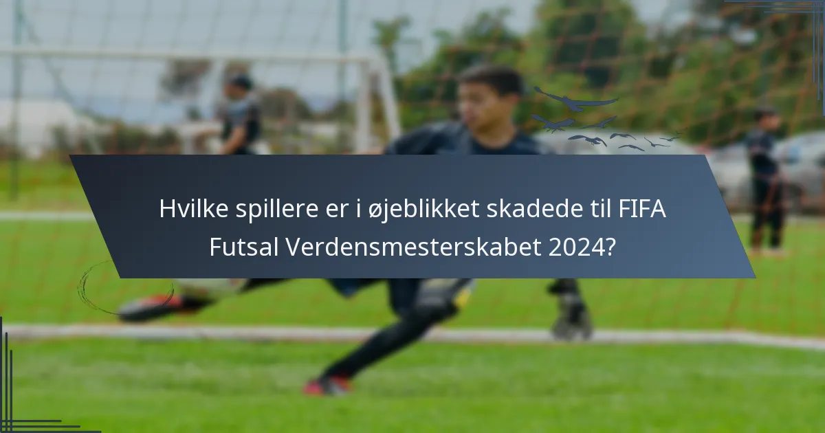 Hvilke spillere er i øjeblikket skadede til FIFA Futsal Verdensmesterskabet 2024?